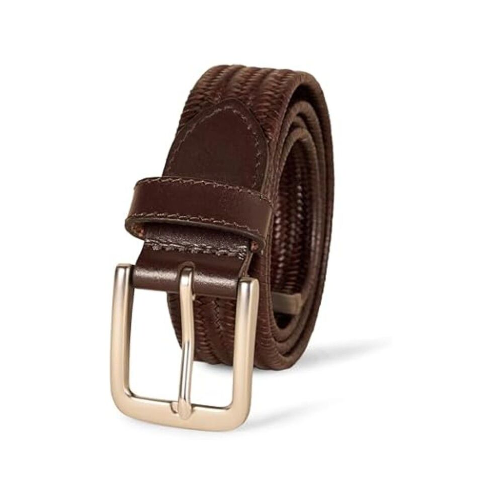 Amazon Essentials Men Tubular Stretch Weave Belt-Brown-38